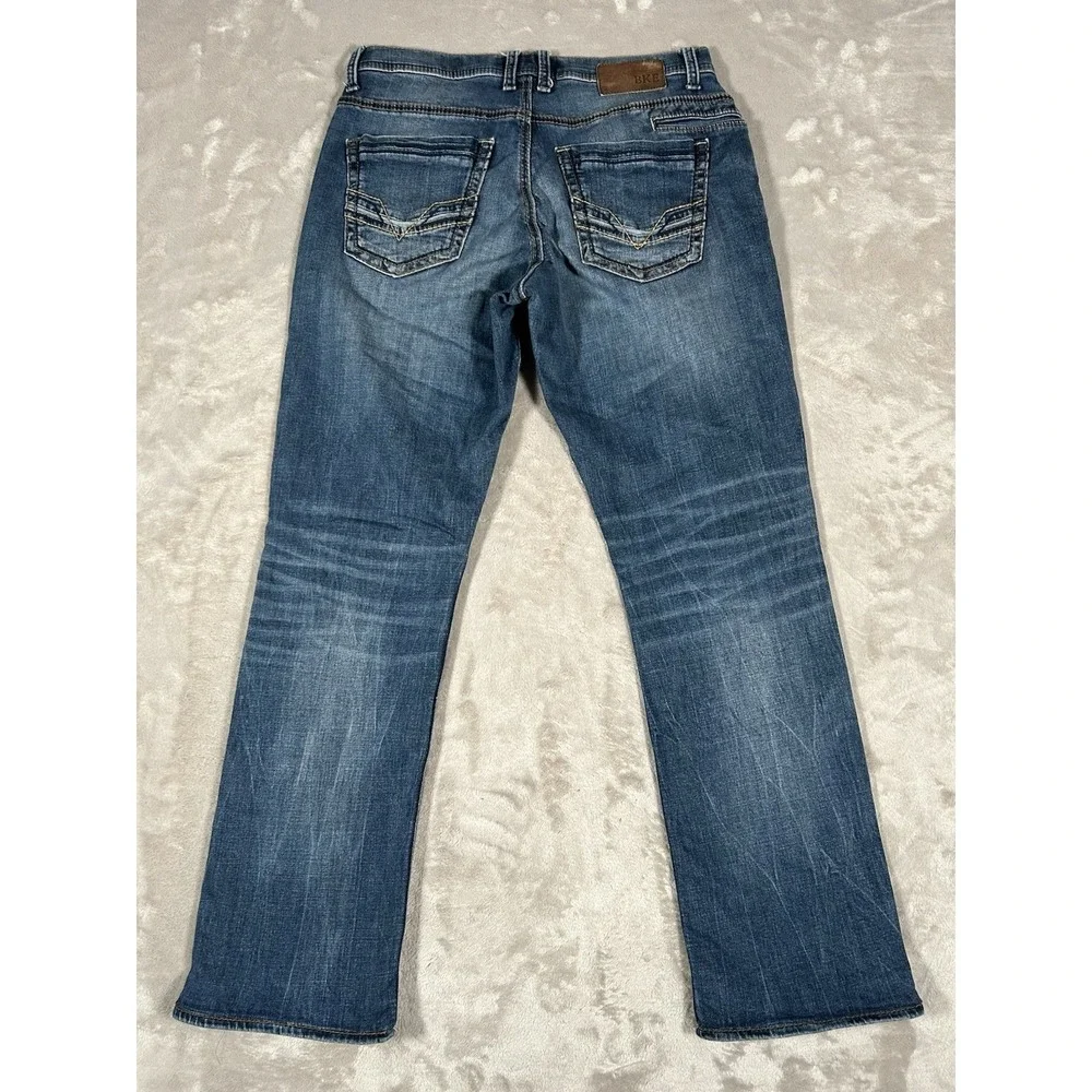BKE Nolan Jeans Men 32Lx30 Blue Denim Distressed Straight Leg Cowboy Comfort EUC